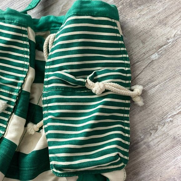 Gap Hobo Beach Pool Tote Bag White Green Weekender Rope Drawstring Snap Recycled - Picture 7 of 16